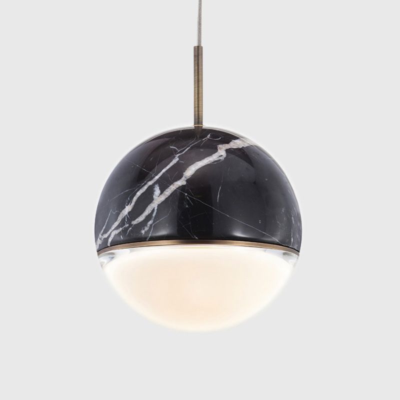 Globe/Cone Marble LED Pendant Light Kit Designer Zwart/Wit/Green Hanging Lamp -armatuur voor woonkamer