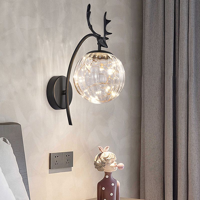 1 Light Spherical Wall Sconce Modern Style Glass Wall Lighting for Dining Room