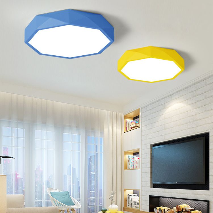 Lámpara de techo LED con forma octogonal moderna, soporte empotrado de 1 luz de hierro para comedor y dormitorio