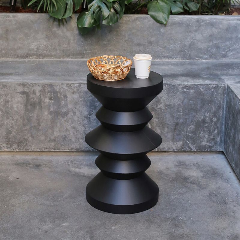 14" Wide Contemporary Corner Table Round Metal Black Side Table