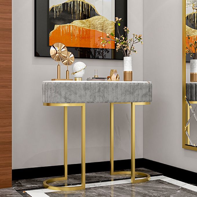 Glam Oval Console Accent Table Antique Finish 13.78" W Sofa Console Table