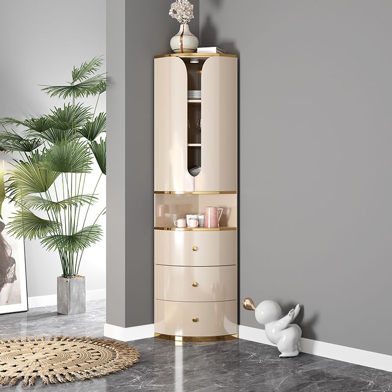 Scandinavian Bombe Accent Cabinet Solid Wood Side Cabinet in White