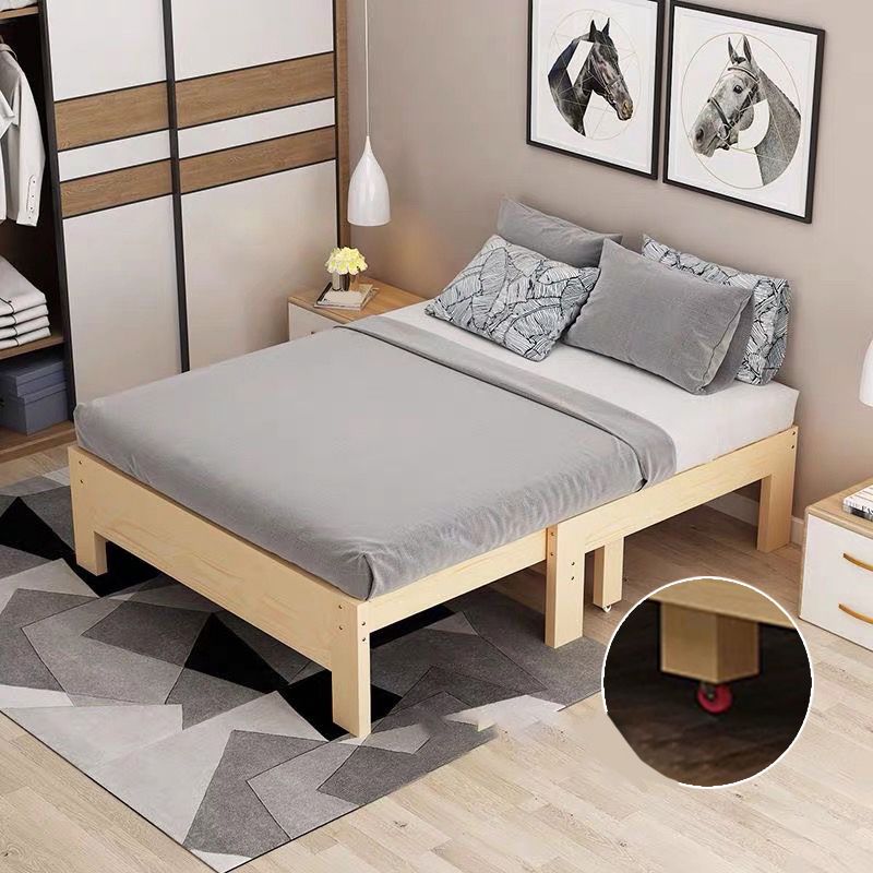 Scandinavian Styled Natural Platform Bed Solid Wood Kid Bed