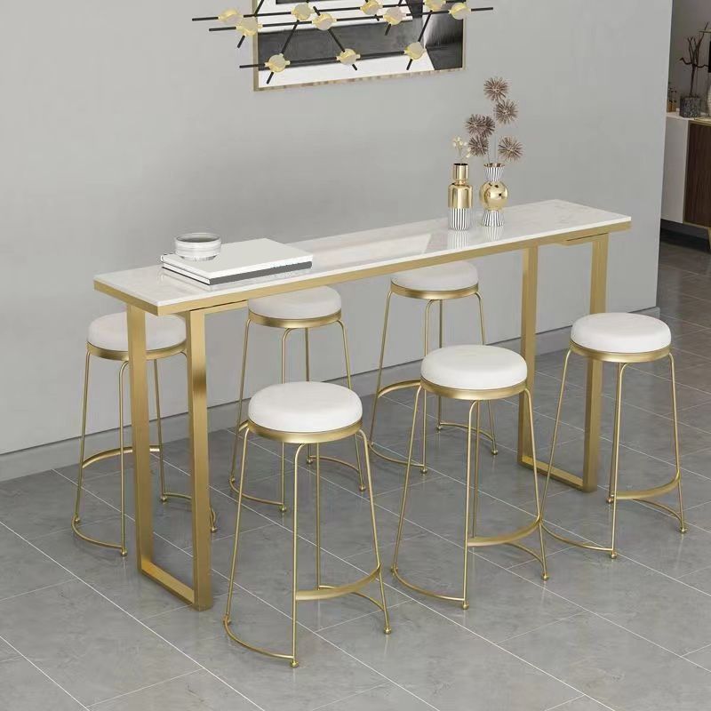 Glam Indoor Counter Wine Table White Marble Gold Base Counter Height Dining Table
