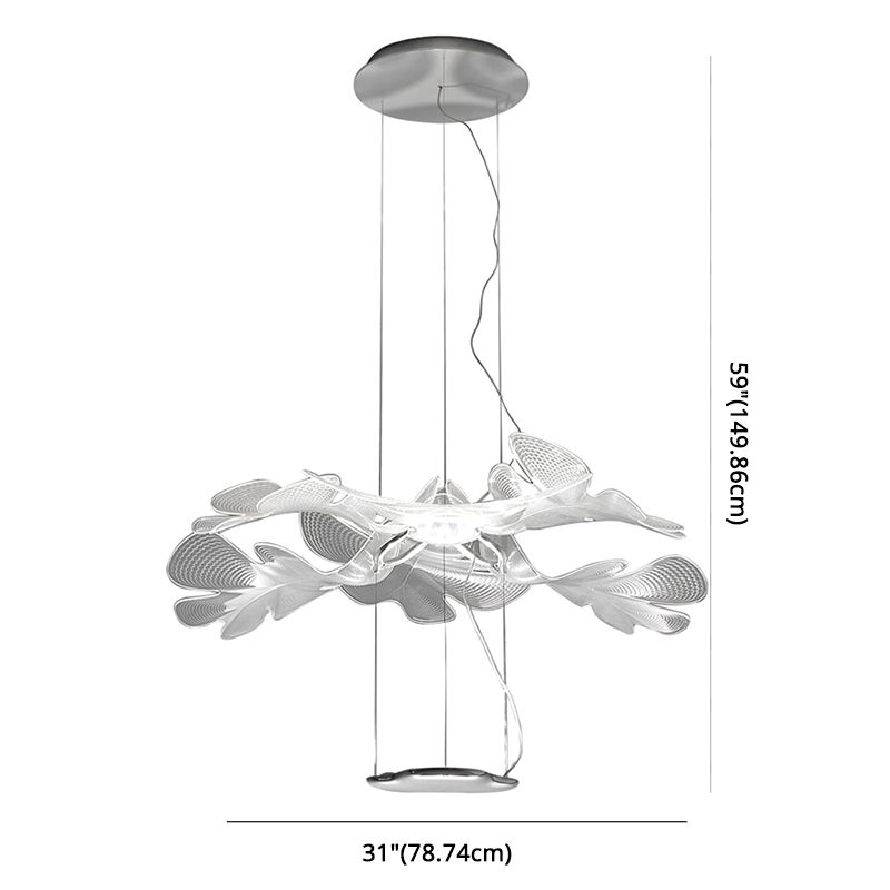 Clear Floral Chandelier Art Deco Acrylic LED Hanging Ceiling Light for Living Room