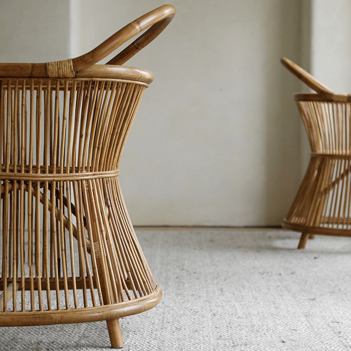 Modern Style Arm Chair Slat Back Dining Accent Chair for Kitchen