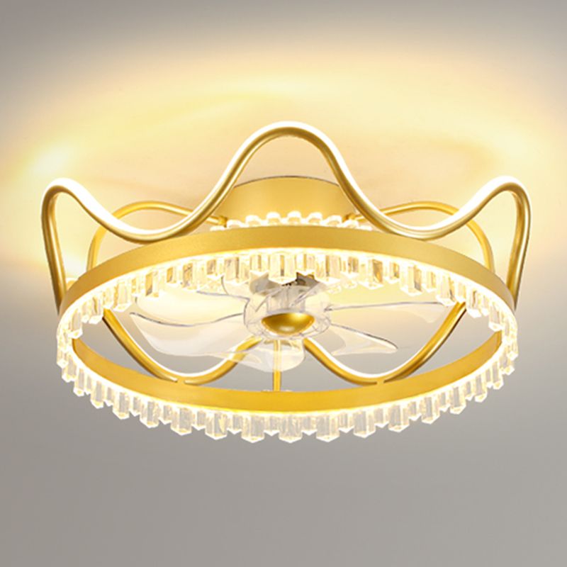 Kids Style Crown Shape Ceiling Fan Lights Metal 2 Light LED Flush Lights