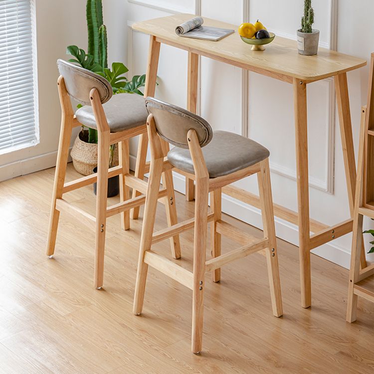 Taburete de bar moderno sin brazos con respaldo, taburete de madera con cojín para cocina