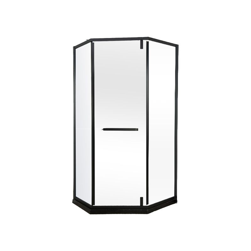 Black Stainless Steel Shower Stall Clear Pivot Shower Enclosure with Fixed Panel