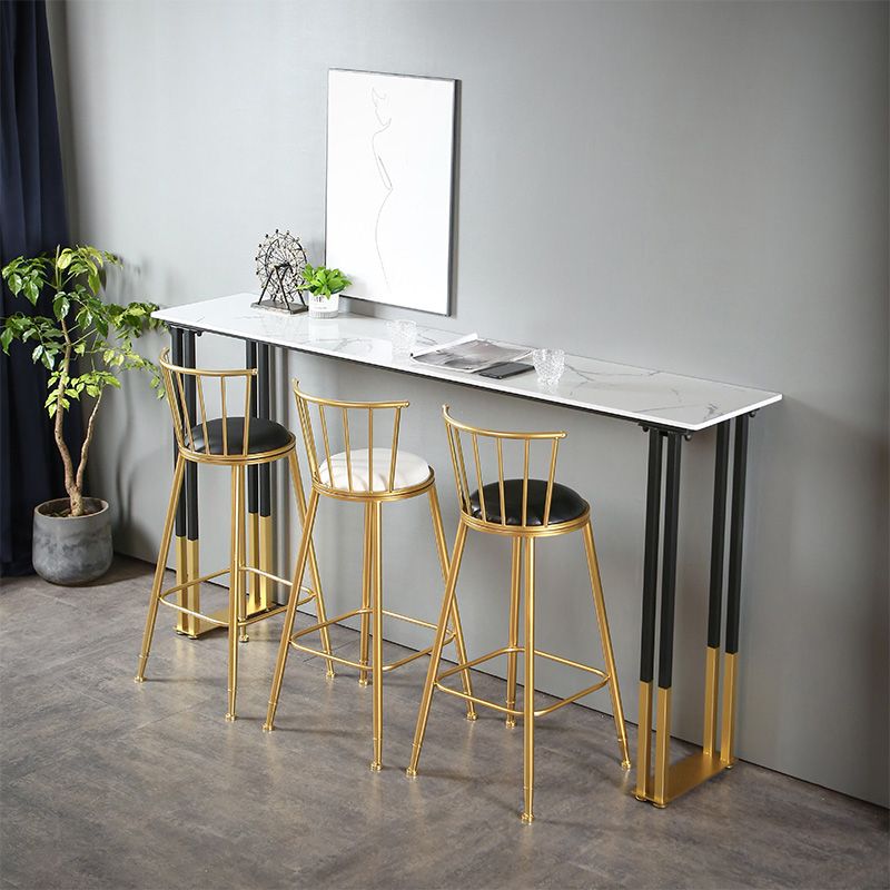 Glam Rectangle Bar Table Set 1/2/3/4 Pieces Faux Marble Pub Set for Dining Room