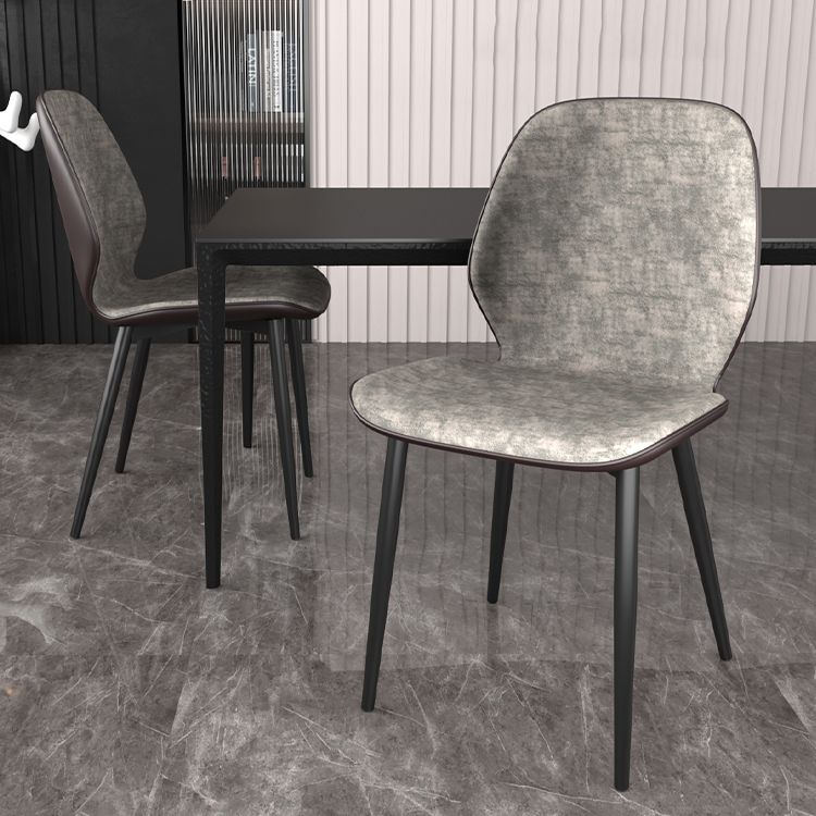 Leder zeitgenössischer Wingback Side Stuhl Küche Essstuhl mit Metallbeinen