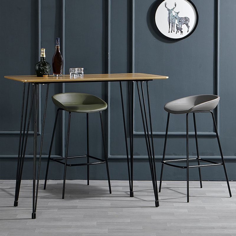 Contemporary Faux Leather Counter Stool Counter Height Bar Stool with Footrest