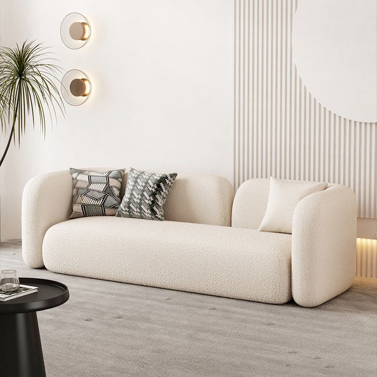 Contemporary 28.74" H White Wool Tuxedo Arm Sofa for Living Room
