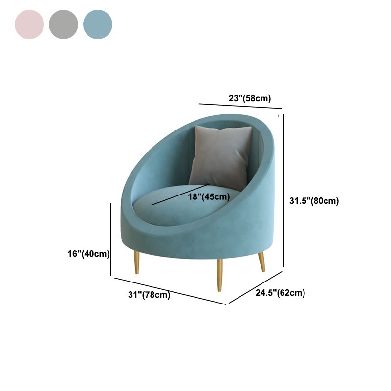 Velvet Contemporary Curved Sofa Sloped Arm Sofa for Living Room