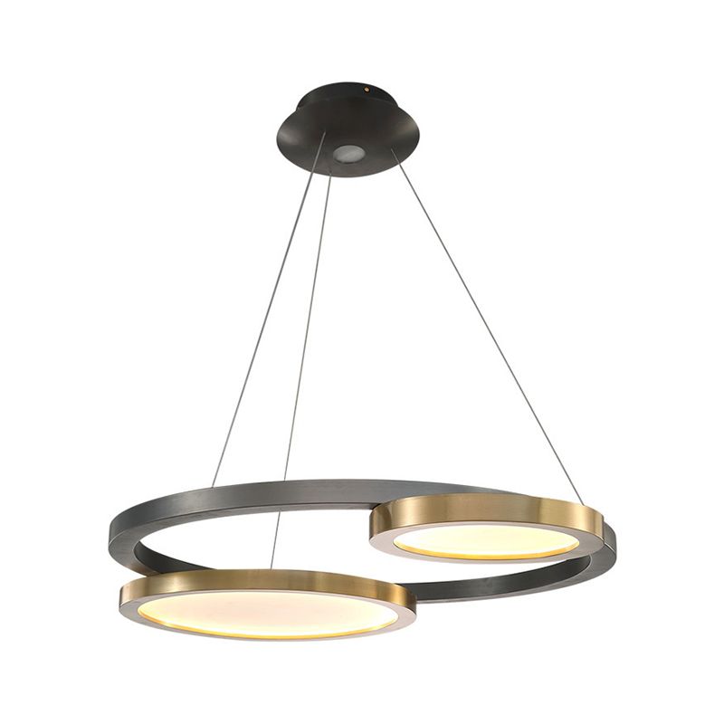 Brass Ring Hanging Pendant Light Simple Style Metal LED Chandelier Light in Warm/White Light