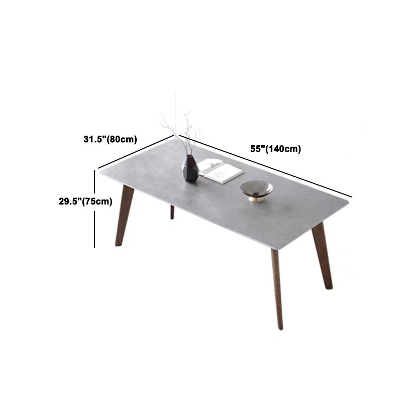 Modern Sintered Stone Top Dining Set Rectangle 1/3/4/5 Pieces Wooden Dining Room Table Set