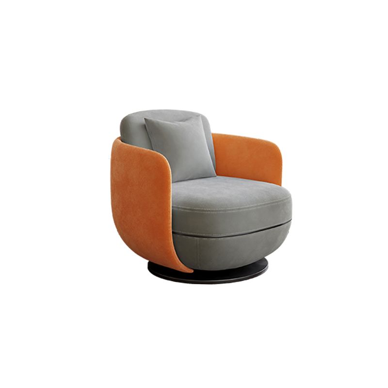 Contemporary 31.5" Wide Pillow Back Swivel Round Base Arm Chair