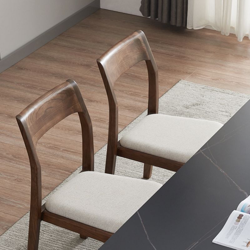 Silla auxiliar de madera contemporánea para el hogar, silla de comedor con respaldo abierto natural (juego de 2)
