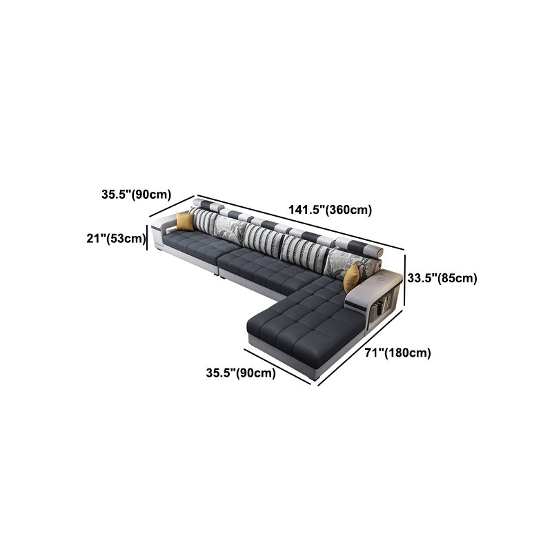 Contemporary Square Arm Stain-Resistant Slipcovered Storage Sofa