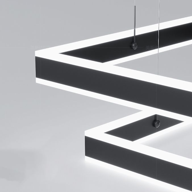 Luces de lámpara de araña de forma cuadrada moderna accesorios de iluminación de araña de metal en negro