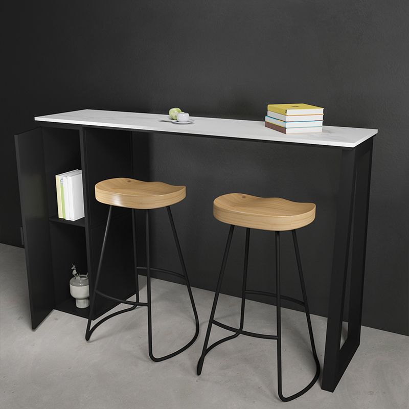 Modern 1/3 Pieces Bar Table Set Rectangle Stone Counter Table with Backless Stools