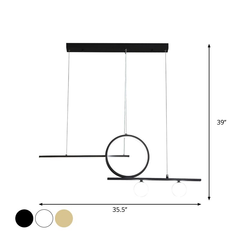 Illuminazione isola lineare lampada sospesa in metallo nordico nero/nero/oro con vetro smerigliato per sala da pranzo