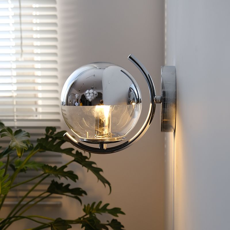 Modern Style Orb Wall Mounted Lamps Glass 1 Light Wall Sconces