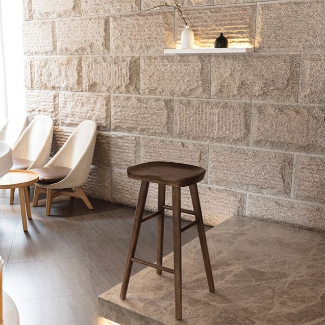 Industrial Style Bar-stool with Wooden Legs Saddle Seat Counter Stool for Kitchen Bar