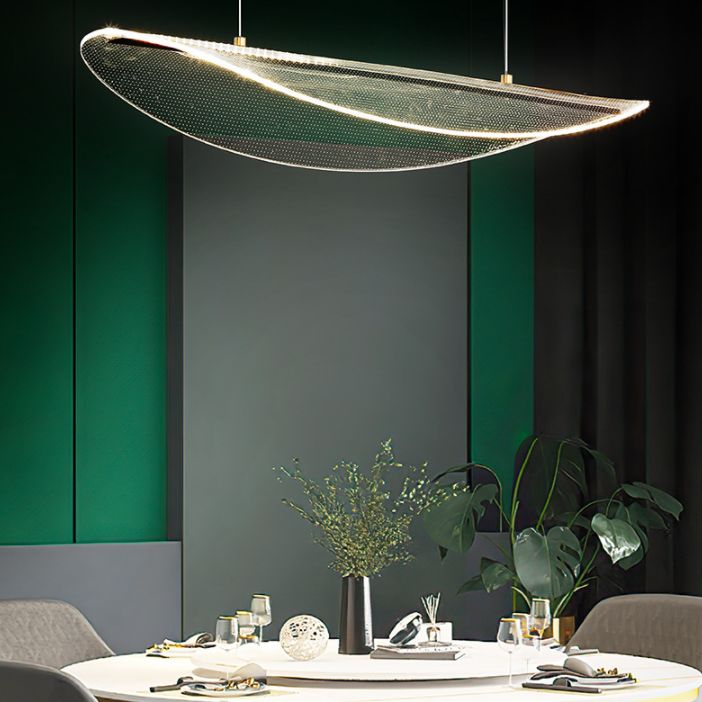 Clear Leaf Shaped Island Light Simplicity Acrylic LED Suspension Light for Dining Room