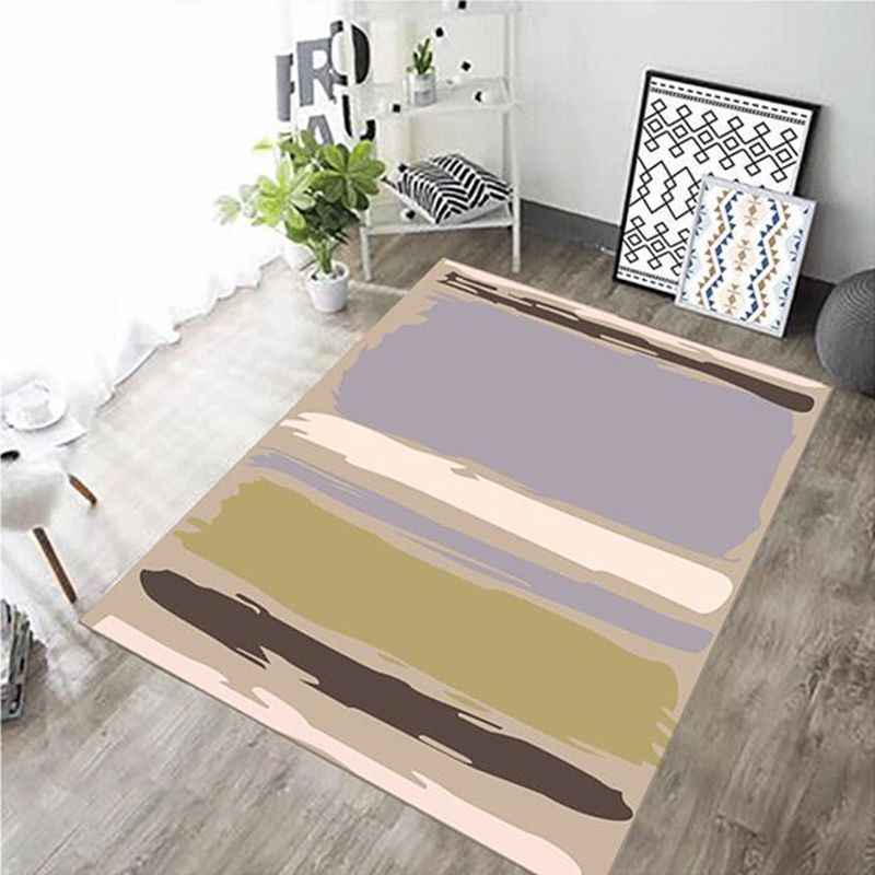 Black Modern Rug Polyester Graphic Rug Stain Resistant Rug for Drawing Room