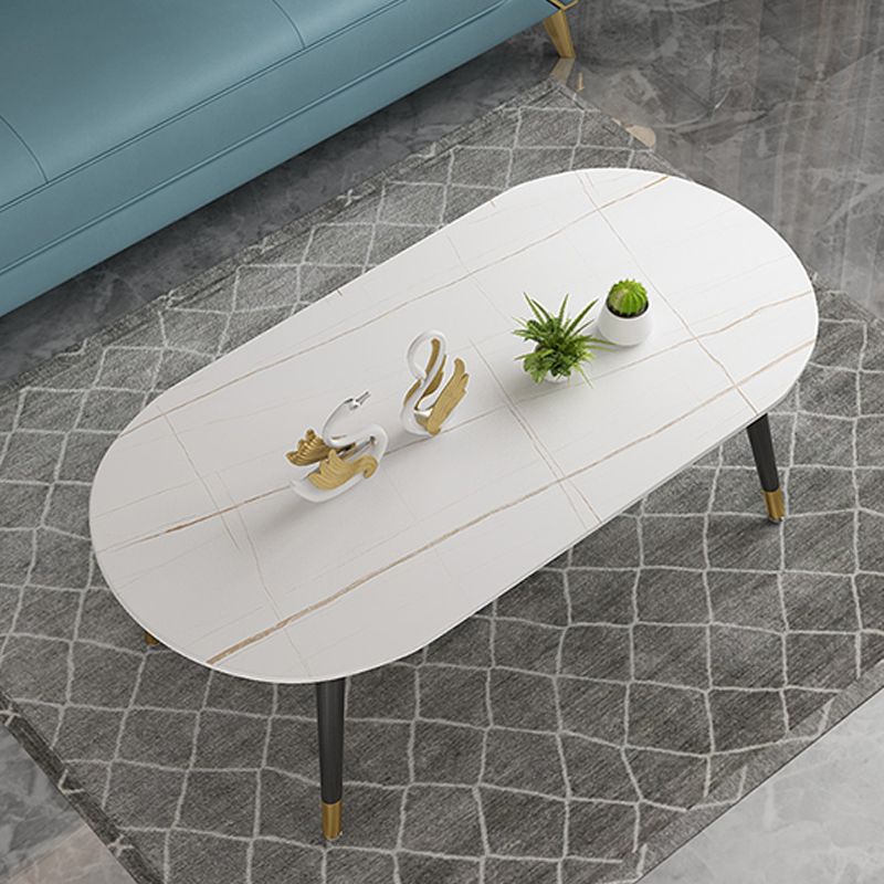 Elliptical Stone Top Cocktail Table 4 Legs 1 Single Coffee Table