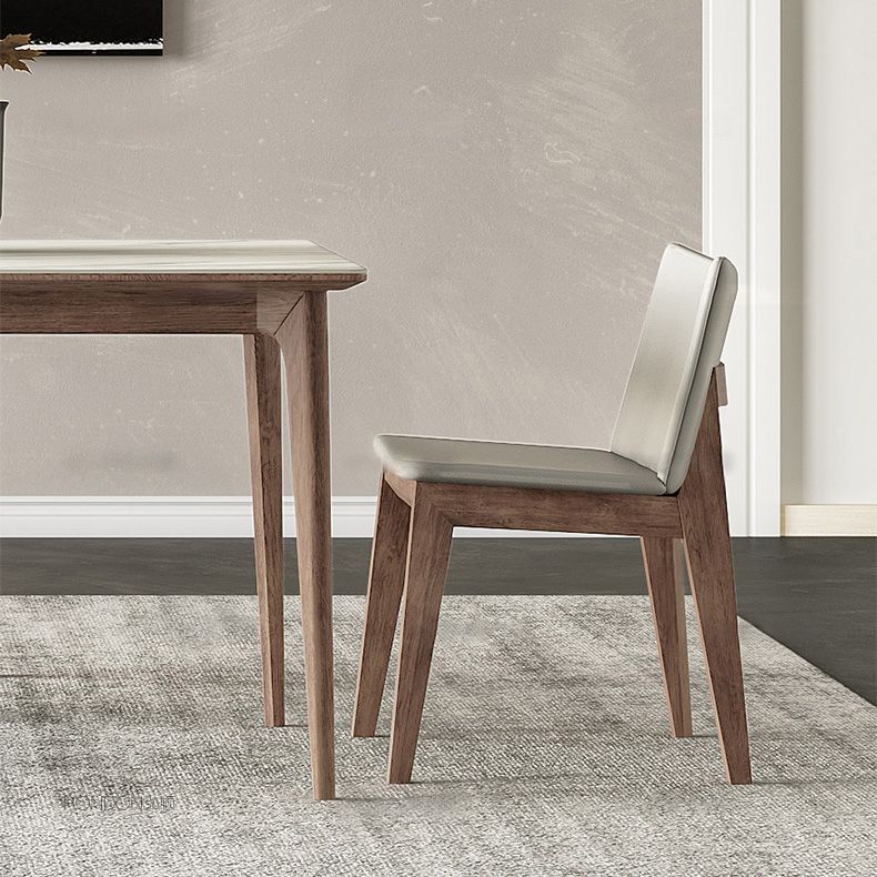 Industrial Parsons Chair Solid Wood Legs Upholstered Side Chair