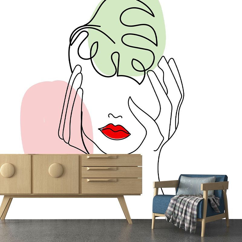 Illustration Figure Pattern Mildew Horizontalt Wall Mural for Living Room