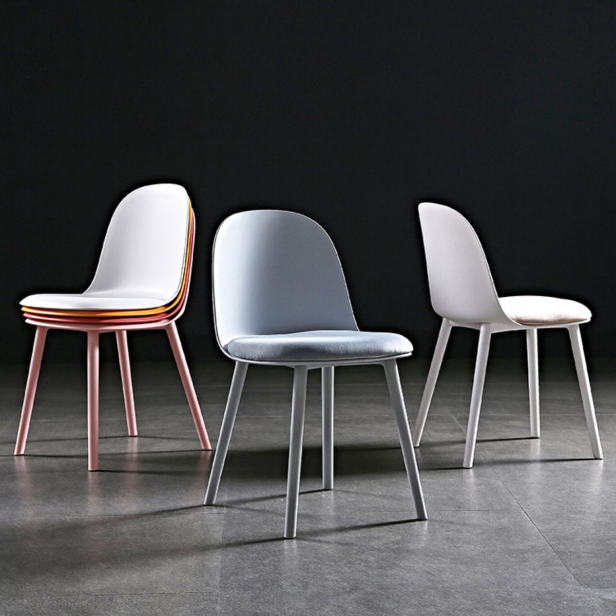 Scandinavian Plastic Kitchen Dining Room Chair Solid Back Side Chair