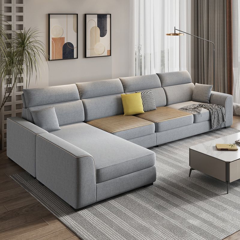 Modern 4-Seater Sofa with Square Arms for Living Room Reversible Sectional