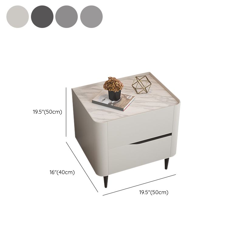 2 - Drawer Contemporary Accent Table Nightstand Antique Finish Bedside Cabinet