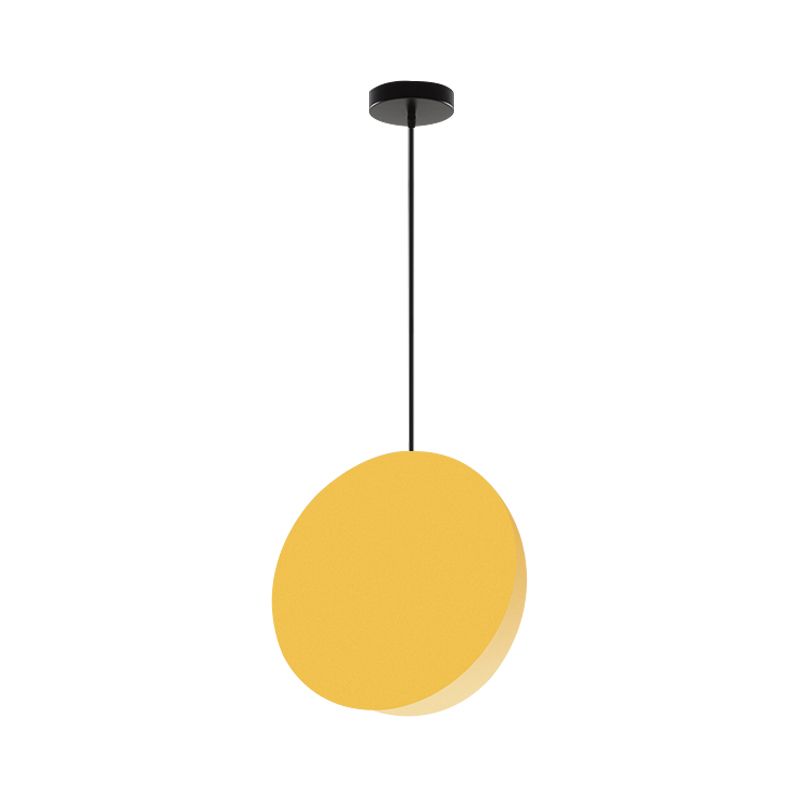 8"/12"W Circular Pendant Lamp Modern Nordic Style Metal 1 Light Black/Grey/White Hanging Ceiling Light