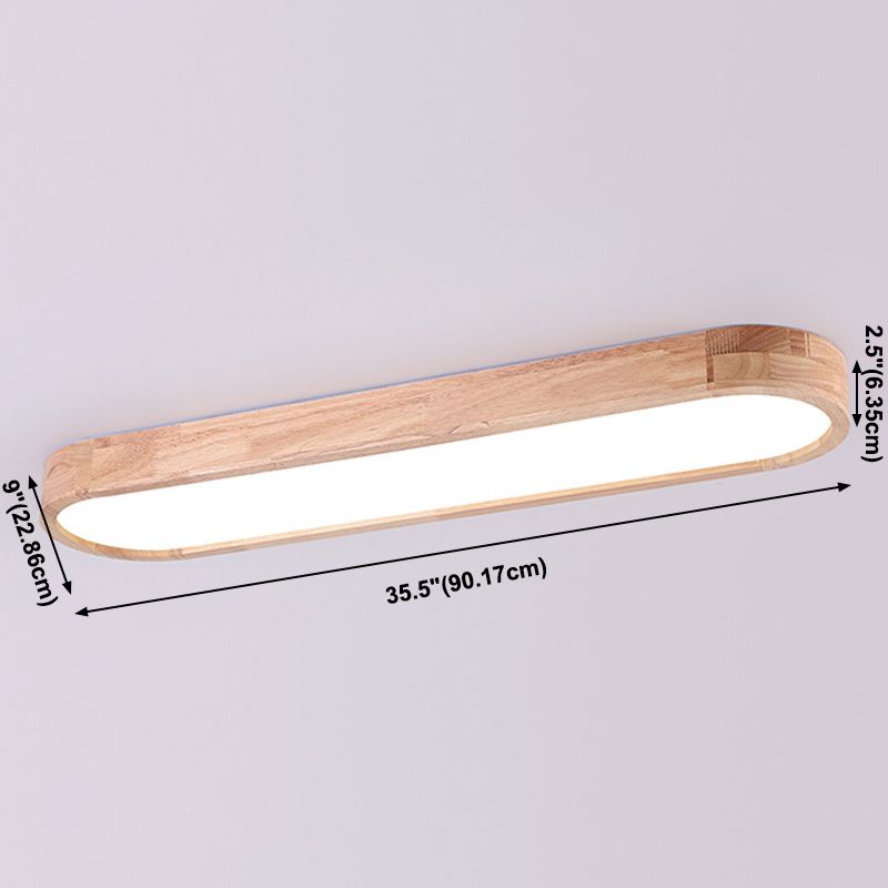 Lámpara de techo ovalada de estilo Simple y moderno, luz LED de madera empotrada para sala de estar