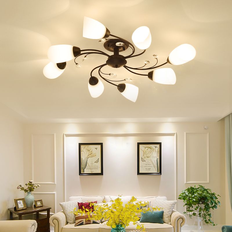 Lámpara tradicional de la semi rascada iluminación de techo de dormitorio múltiple con tono de vidrio de campana