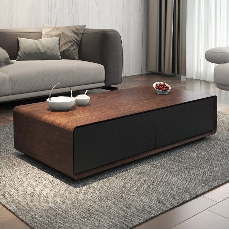 Modern Style Rectangular Wooden Table Abstract Base Coffee Table