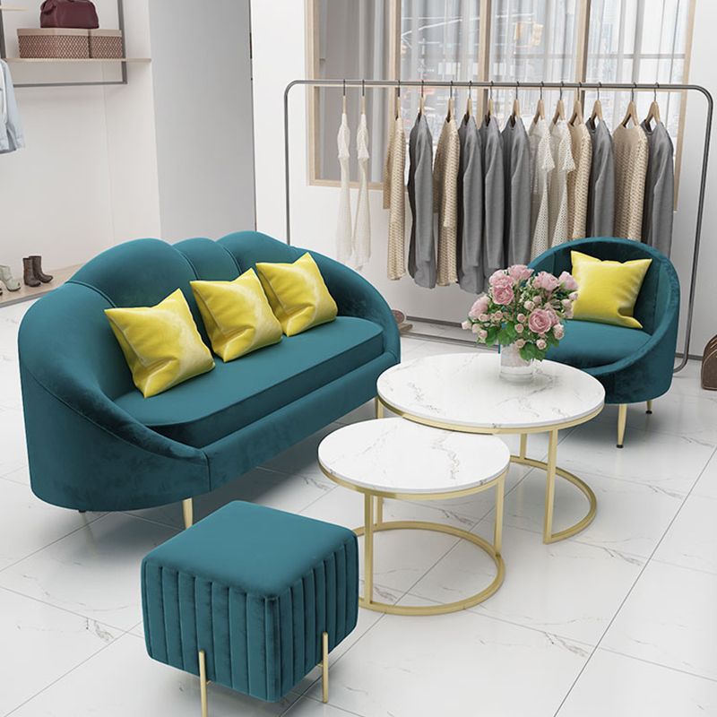 Contemporary Velvet Sofa with Slopped Arm and Tight Back for Apartment