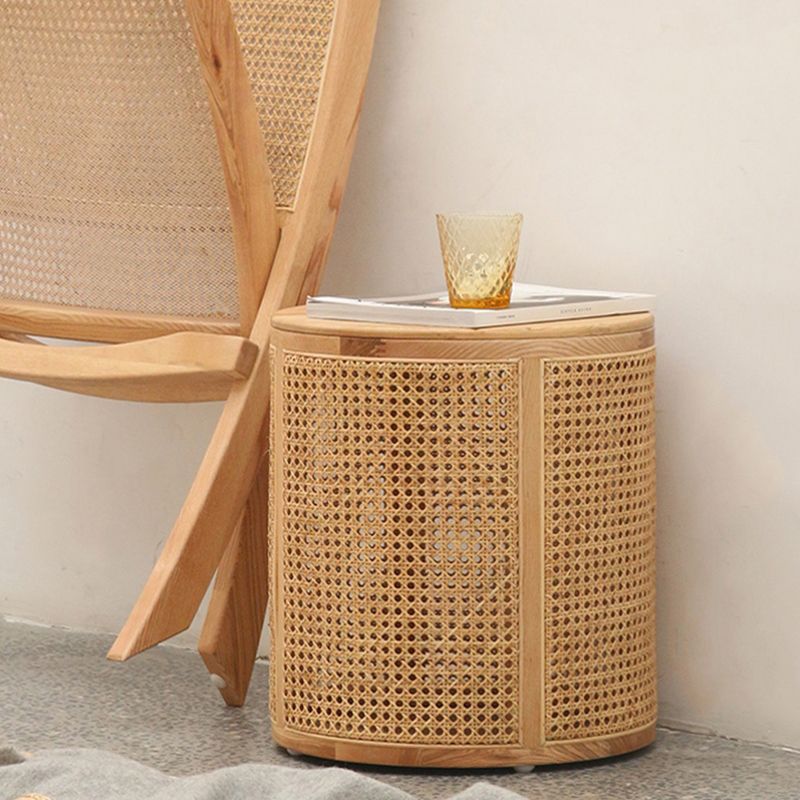 17.71 inch Tall Drum Side Table Rattan Side End Table with Storage