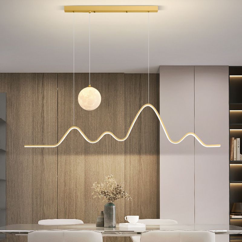 LED Contemporary Linear Shape Pendant Light with Silicone Shade for Living Room