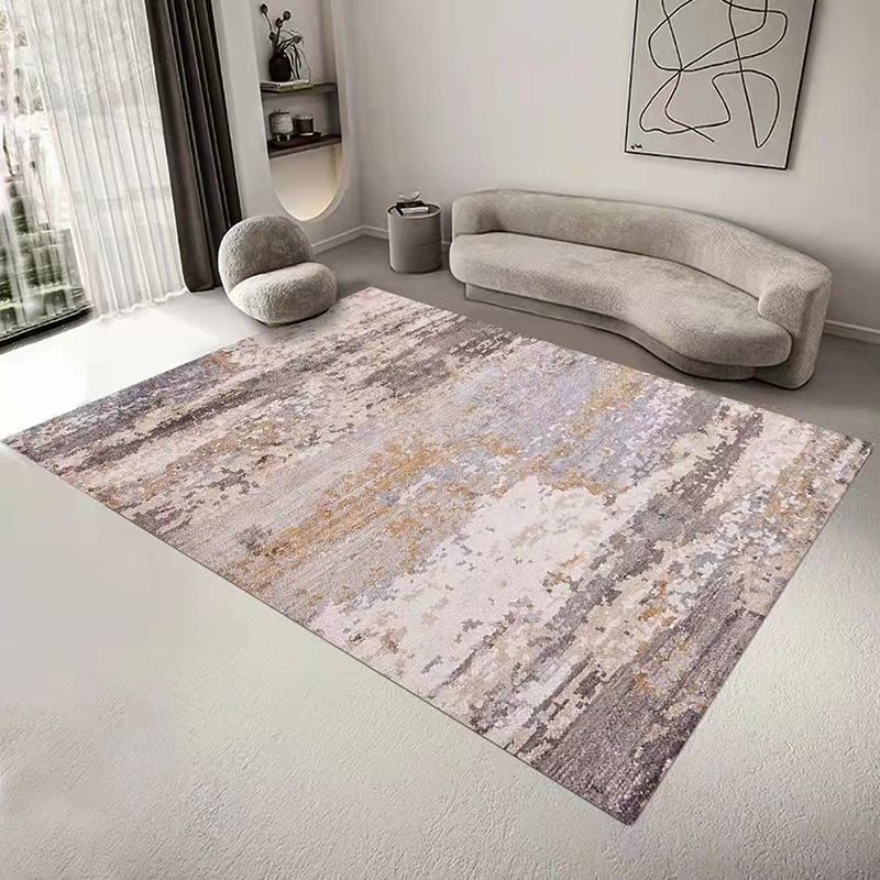 Gray Modern Rug Polyester Graphic Rug Non-Slip Backing Rug for Drawing Room