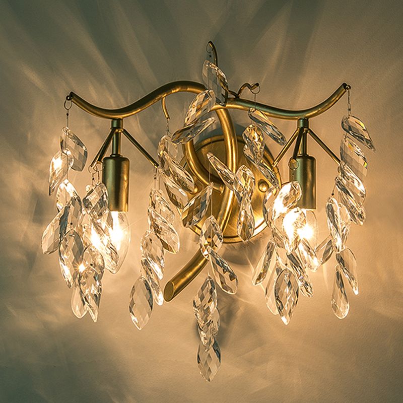 Unique Shape Metal Wall Lighting Modern Style 2 Lights Wall Mounted Light in Gold