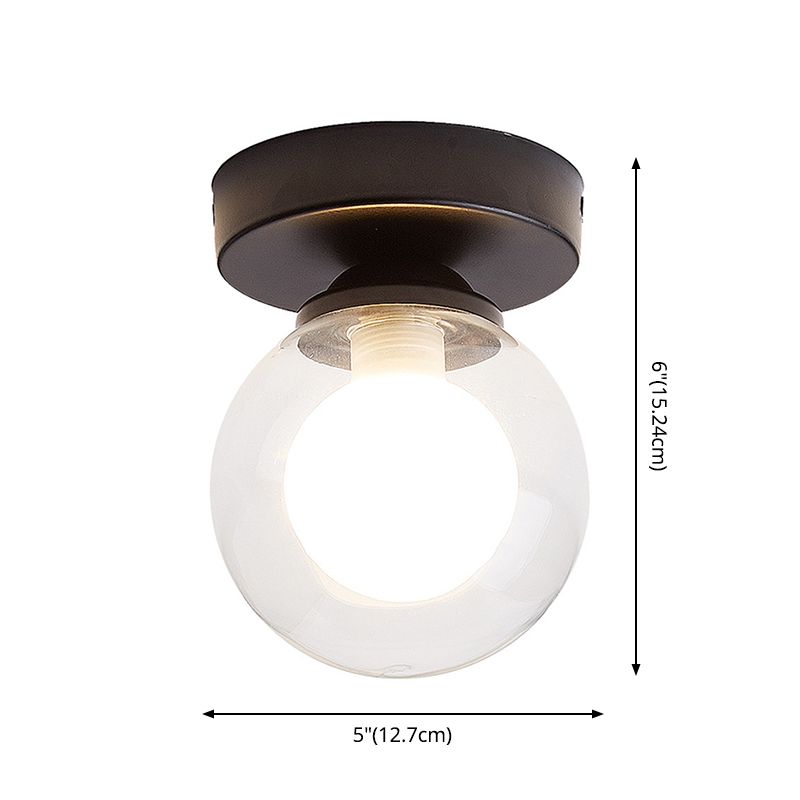 Mini Globe Glass Flush Mount Simple Single-Bulb Ceiling Light Fixture for Hallway