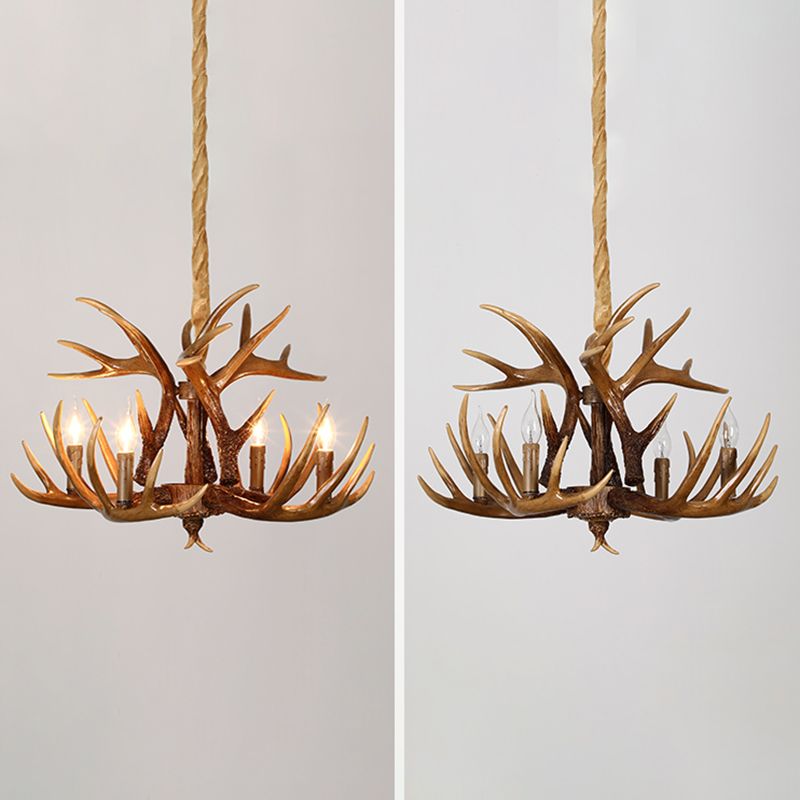 Rustic Antler Chandelier Light Fixtures Multi-Head Chandelier Pendant Lamp for Restaurant