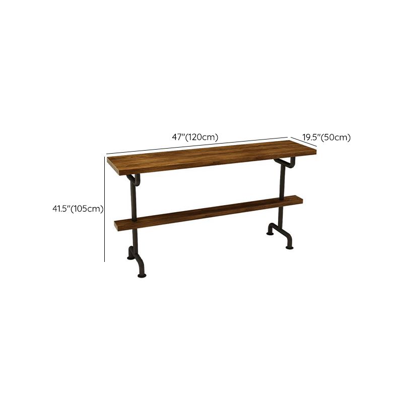 Industrial Wood Bar Table Trestle Base Dining Table for Kitchen Living Room