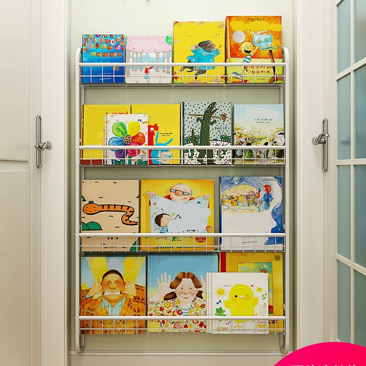 Modern Style Bookshelf Metal Wall Mounted Bookcase for Home Office