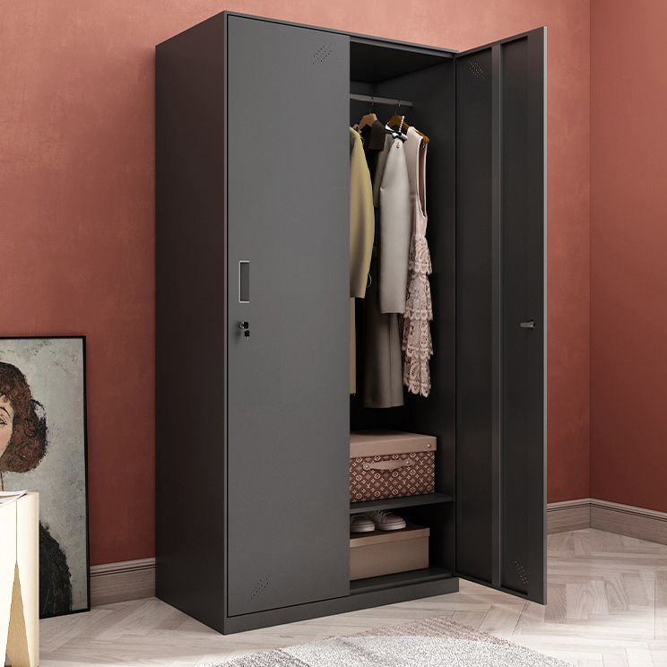 Black Steel Wardrobe Closet Contemporary Hinged Wardrobe Cabinet